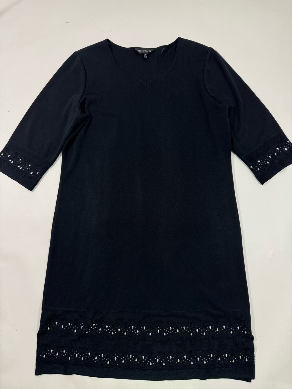 Ming Wang Knit Shift Dress Black